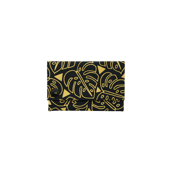 Oversize Envelope Clutch • Monstera • Gold on Black Fabric