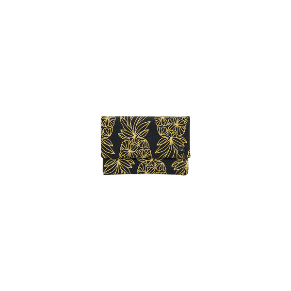 Petite Envelope Clutch • Seaflower Pineapple • Gold on Black Fabric