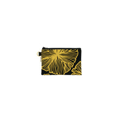 Petite Zipper Clutch • Seaflower • Gold on Black Fabric