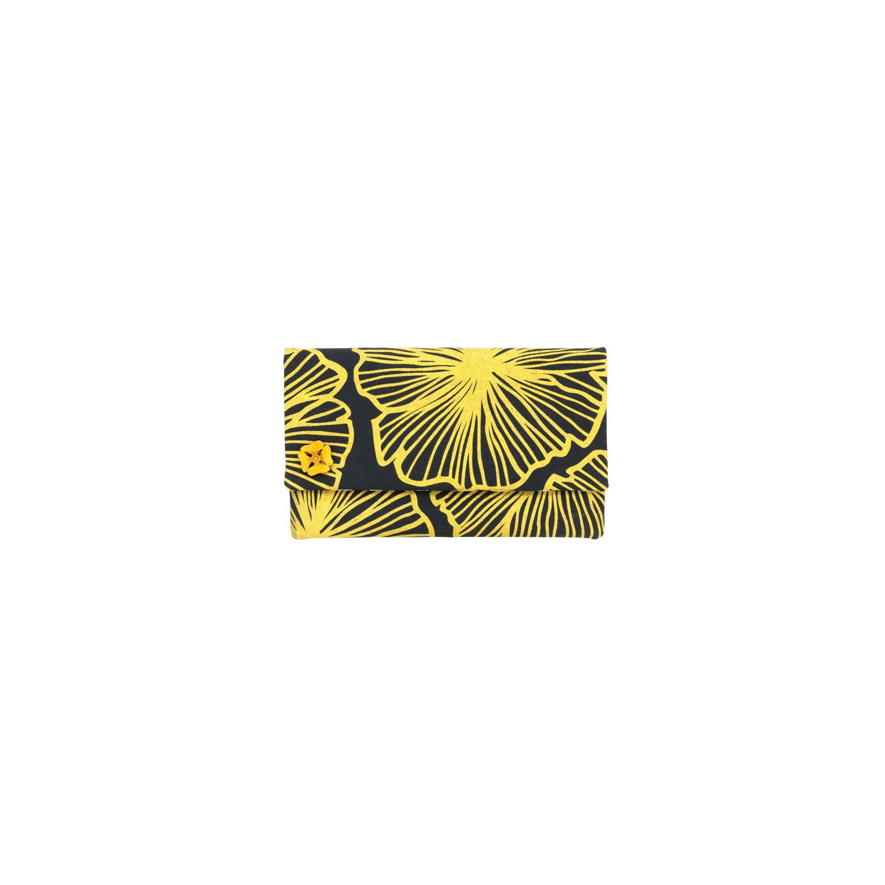 Classic Envelope Clutch • Seaflower • Gold on Black Fabric - Jana Lam Hawaii