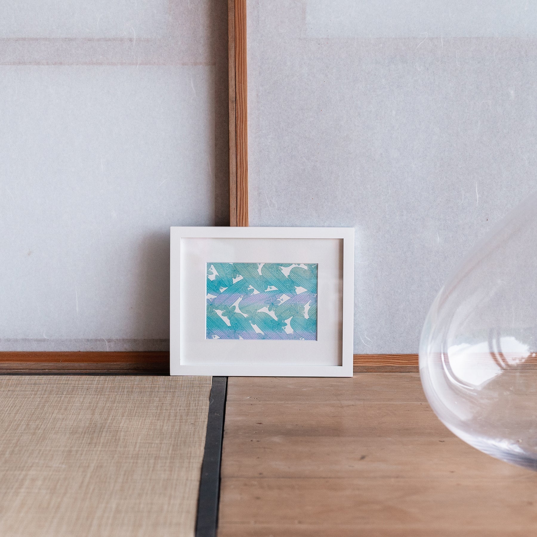 Plumeria Art Print • Teal over Aqua, Mint Green, and Periwinkle Ombre - Jana Lam Hawaii