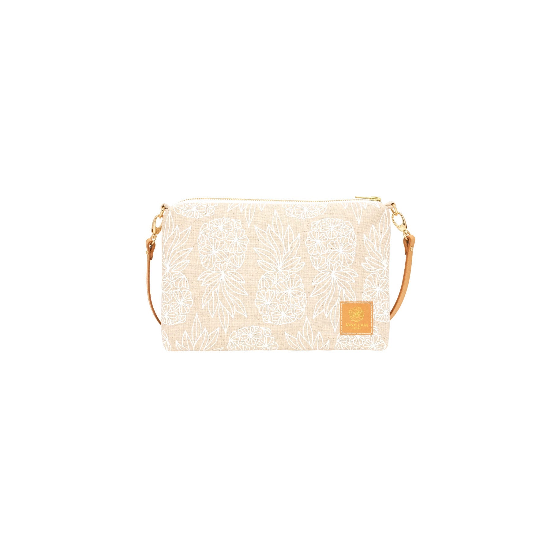 Slim Zipper Cross Body • Seaflower Pineapple • White Collection - Jana Lam Hawaii