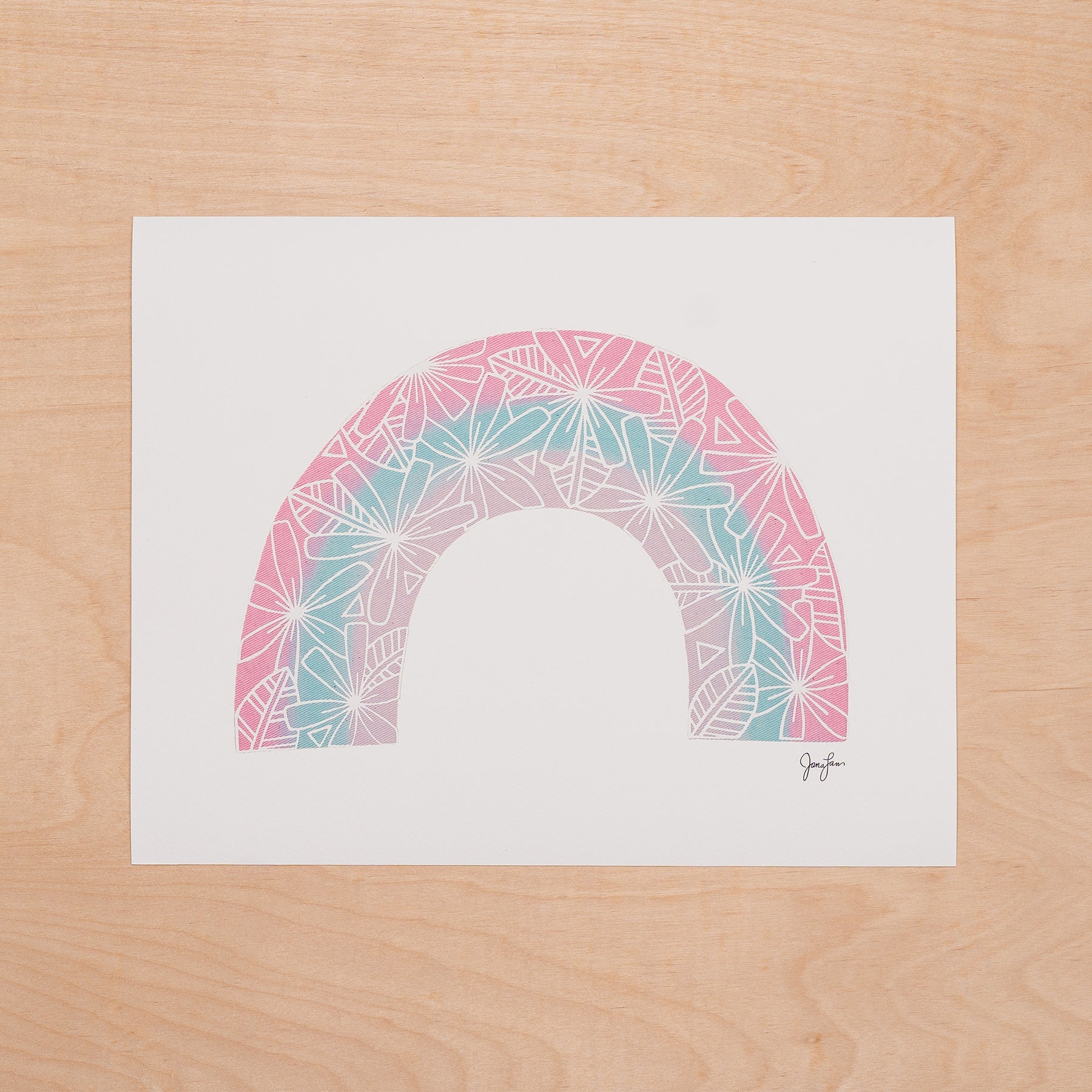 Tiare Rainbow Art Print • Pastel Berry Rainbow - Jana Lam Hawaii