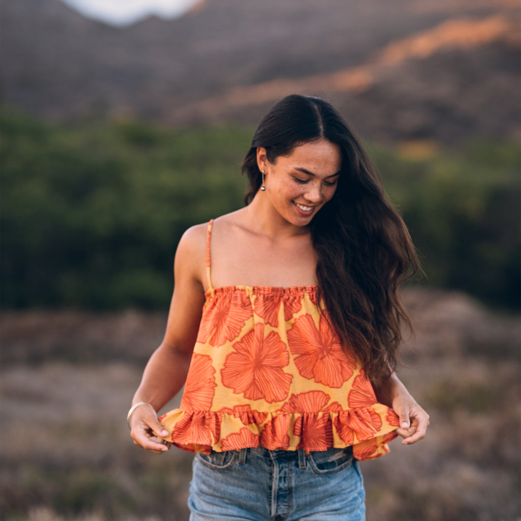 Scrunchie Tank • Seaflower • Vintage Sunset – Jana Lam Hawaii