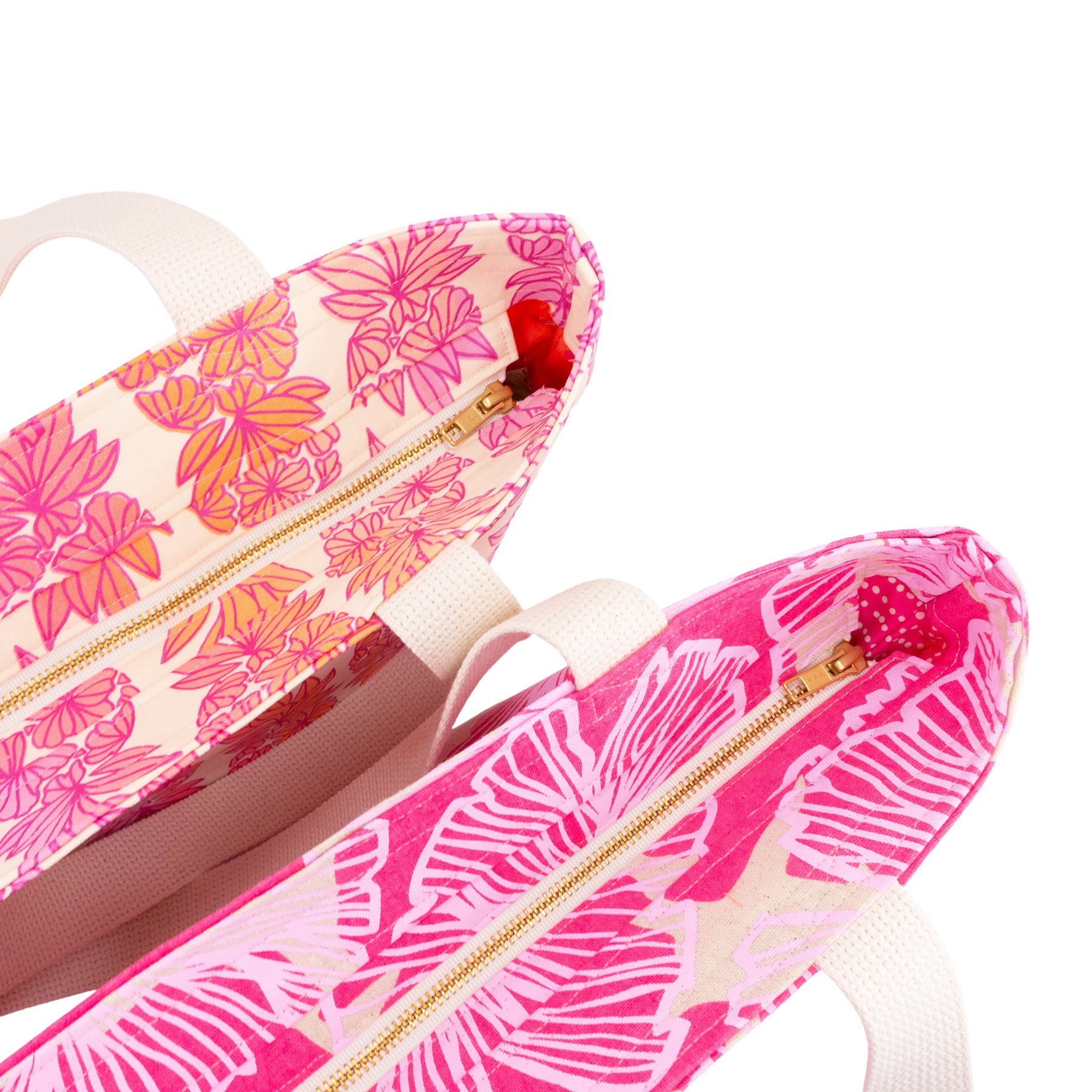 Beach Bag Tote Deluxe • Seaflower Pineapple • Pink over Pink, Peach, and Hot Pink Ombre