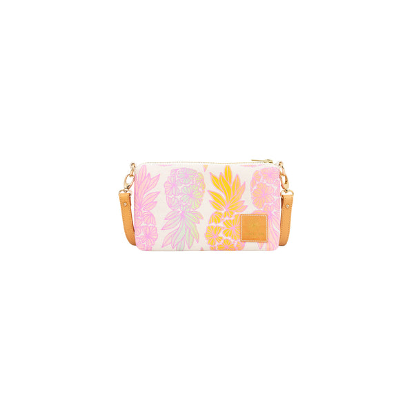 Mini Slim Zipper Cross Body • Seaflower Pineapple • Pink over Sherbet Rainbow Ombre
