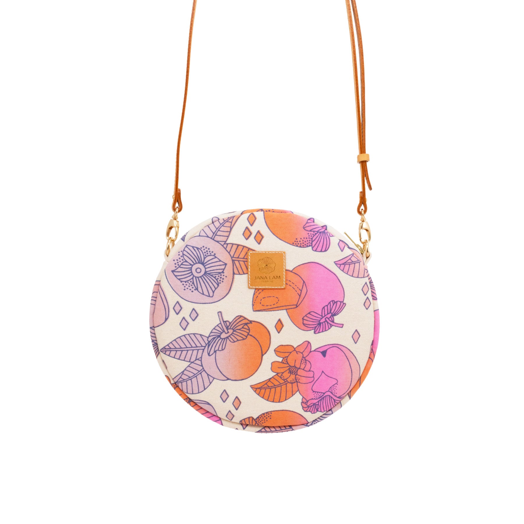 Roundie Cross Body • Persimmon • Navy over Pink, Orange, and Purple Ombre