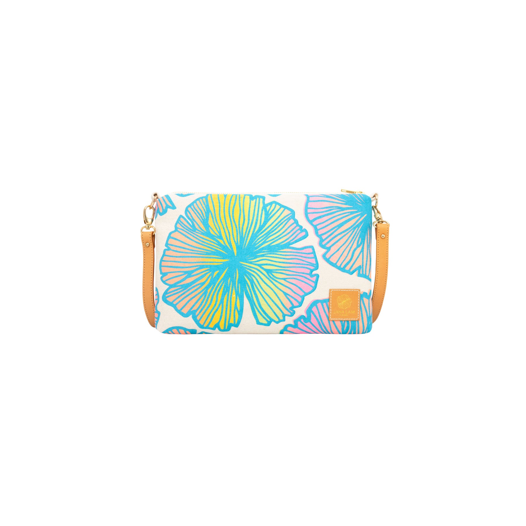 Slim Zipper Cross Body • Seaflower • Blue over Rainbow Ombre