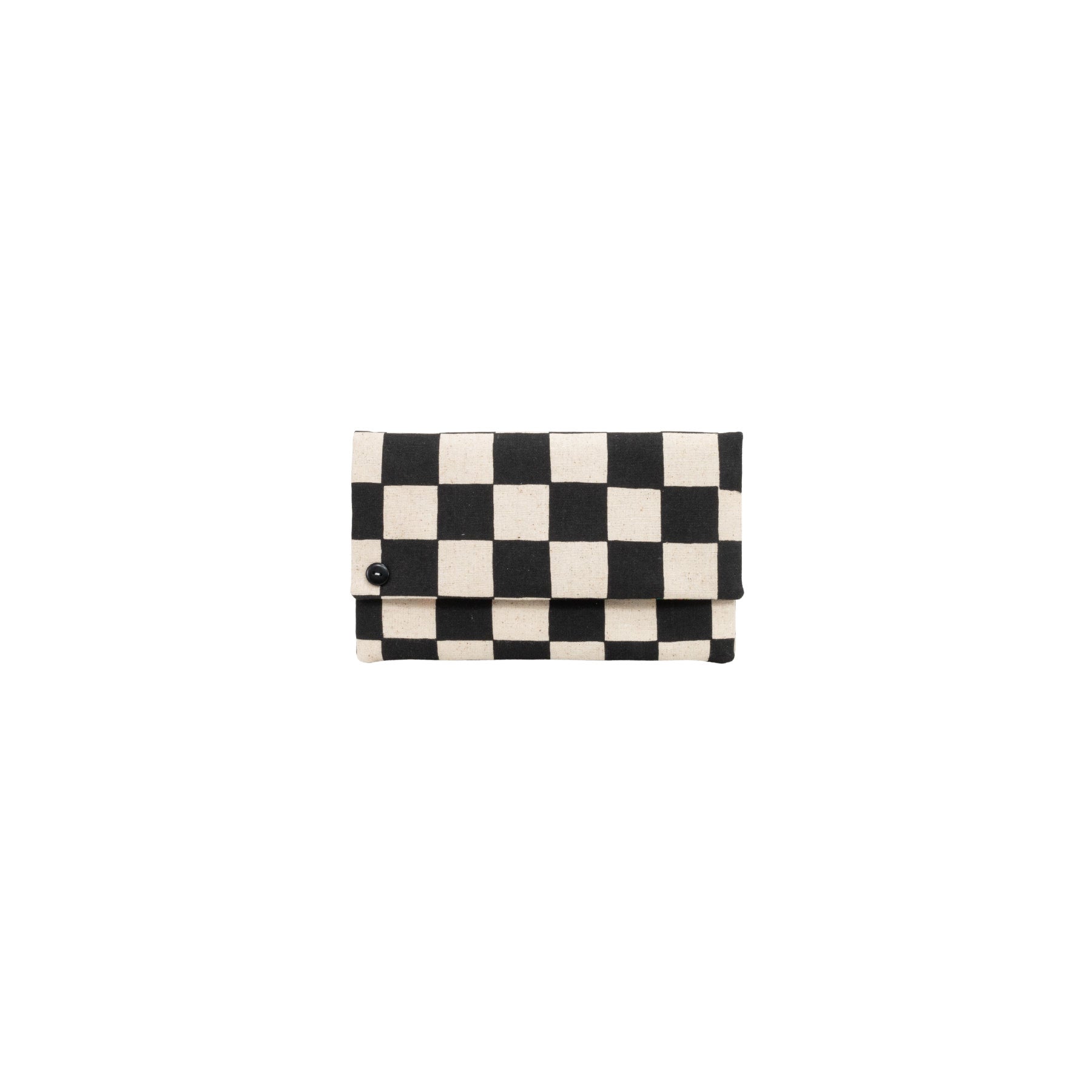 Classic Envelope Clutch • Checkerboard • Black on Natural Fabric