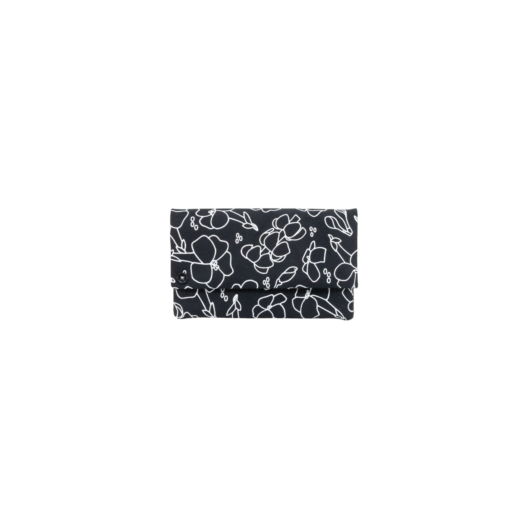 Classic Envelope Clutch • Puakenikeni • White on Black Fabric