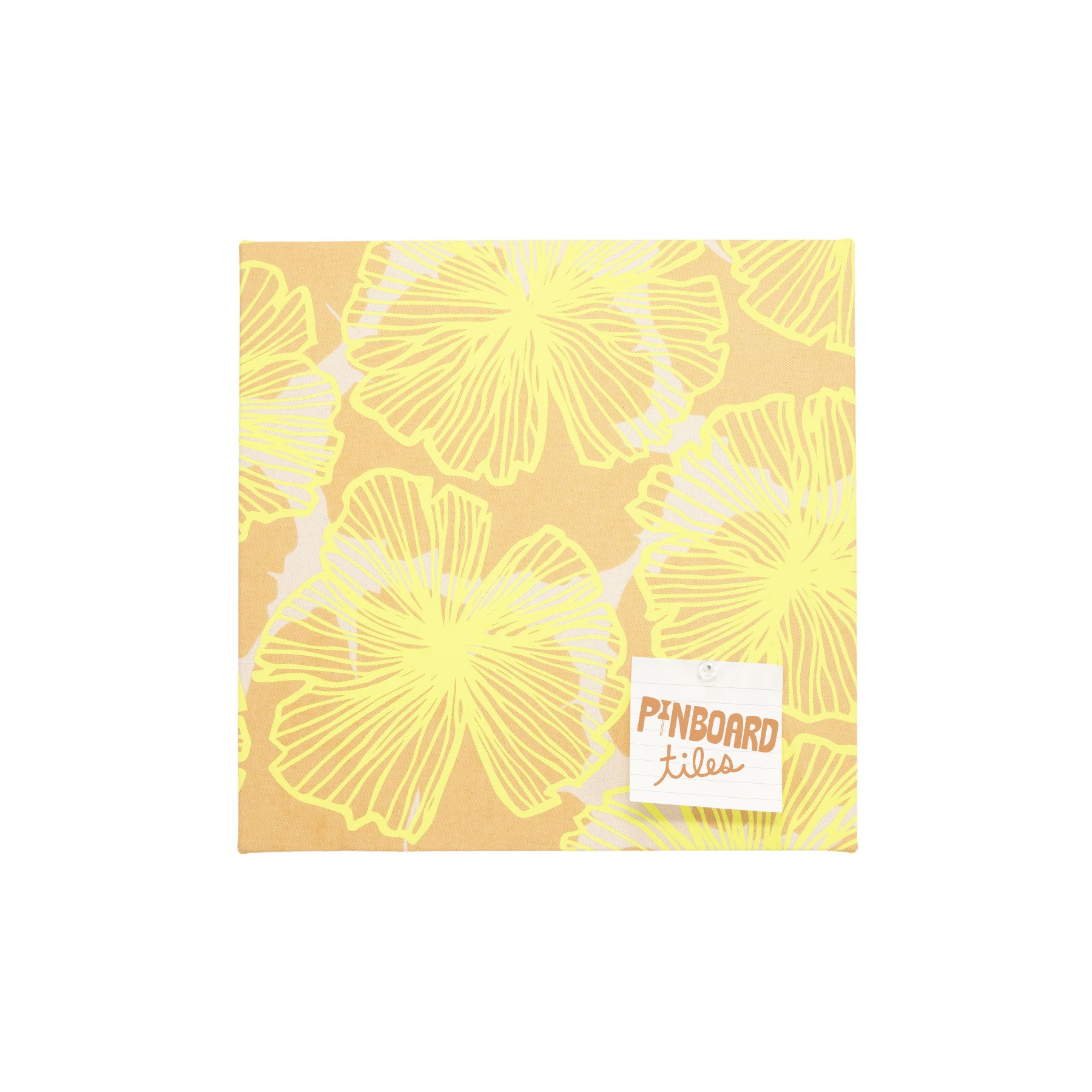 12x12 Fabric Pinboard Tile • Seaflower • Fluorescent Yellow over Offset Brown