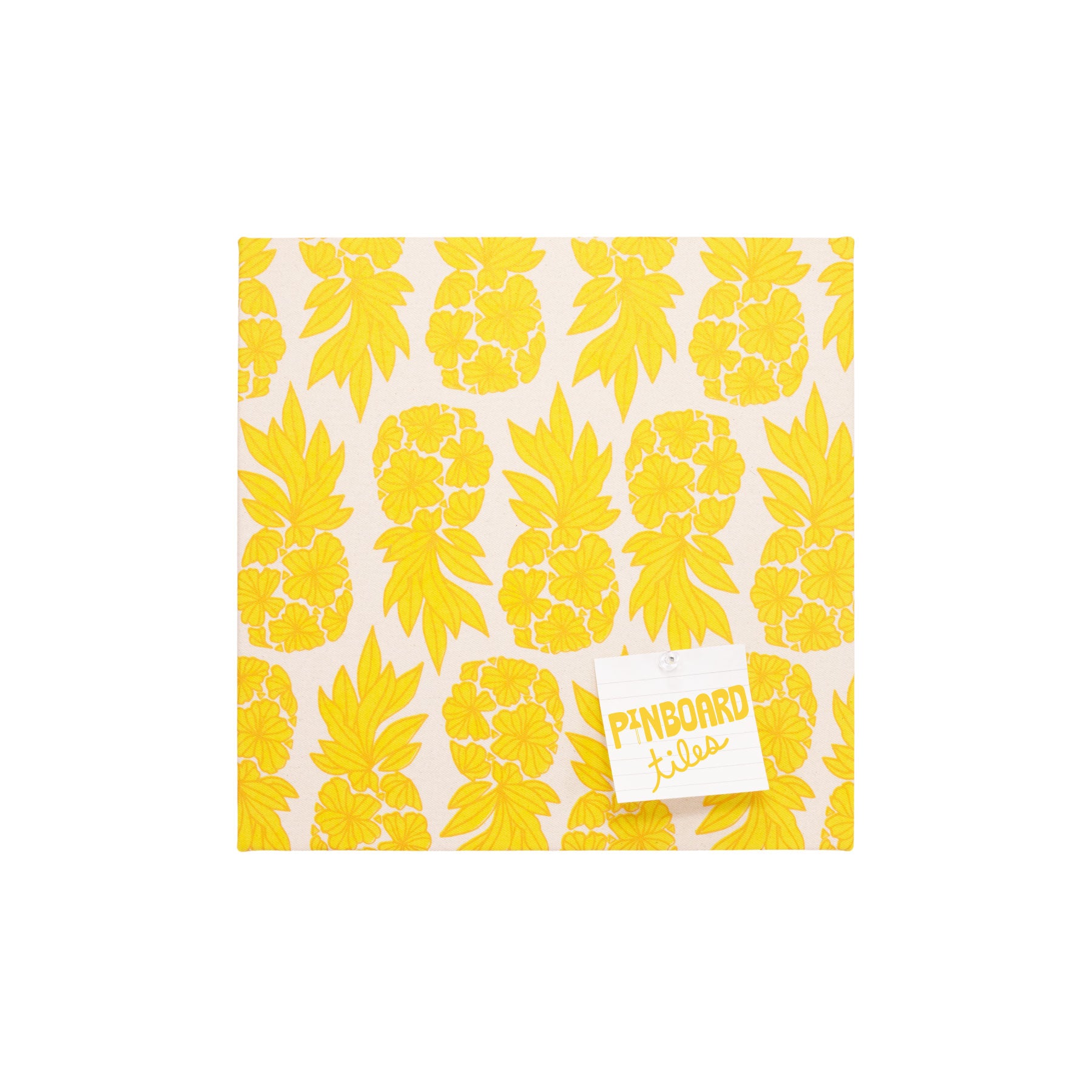12x12 Fabric Pinboard Tile • Seaflower Pineapple • Gold over Yellow