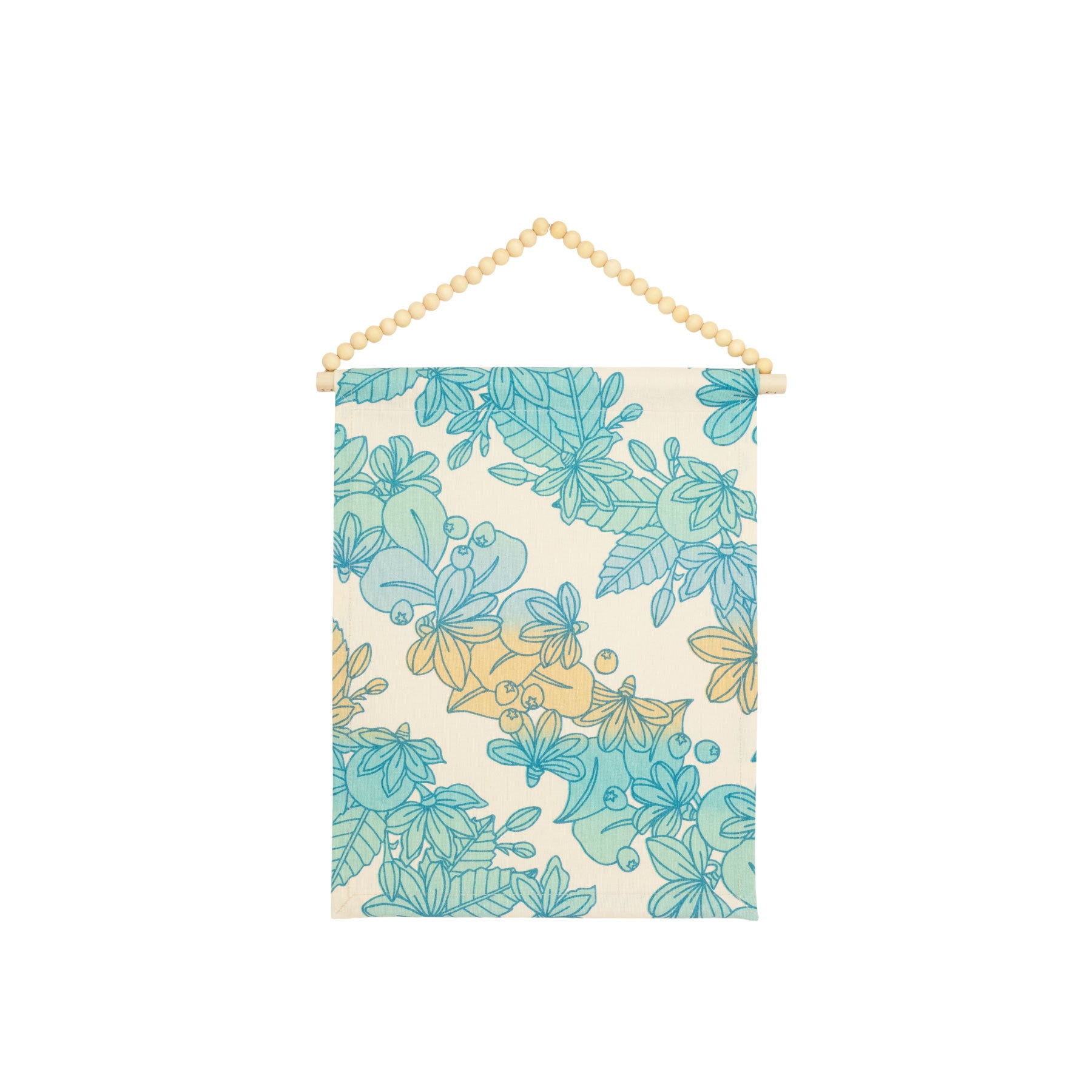 11x14 Fabric Wall Tapestry • Naupaka • Turquoise over Ocean and Sand Ombre