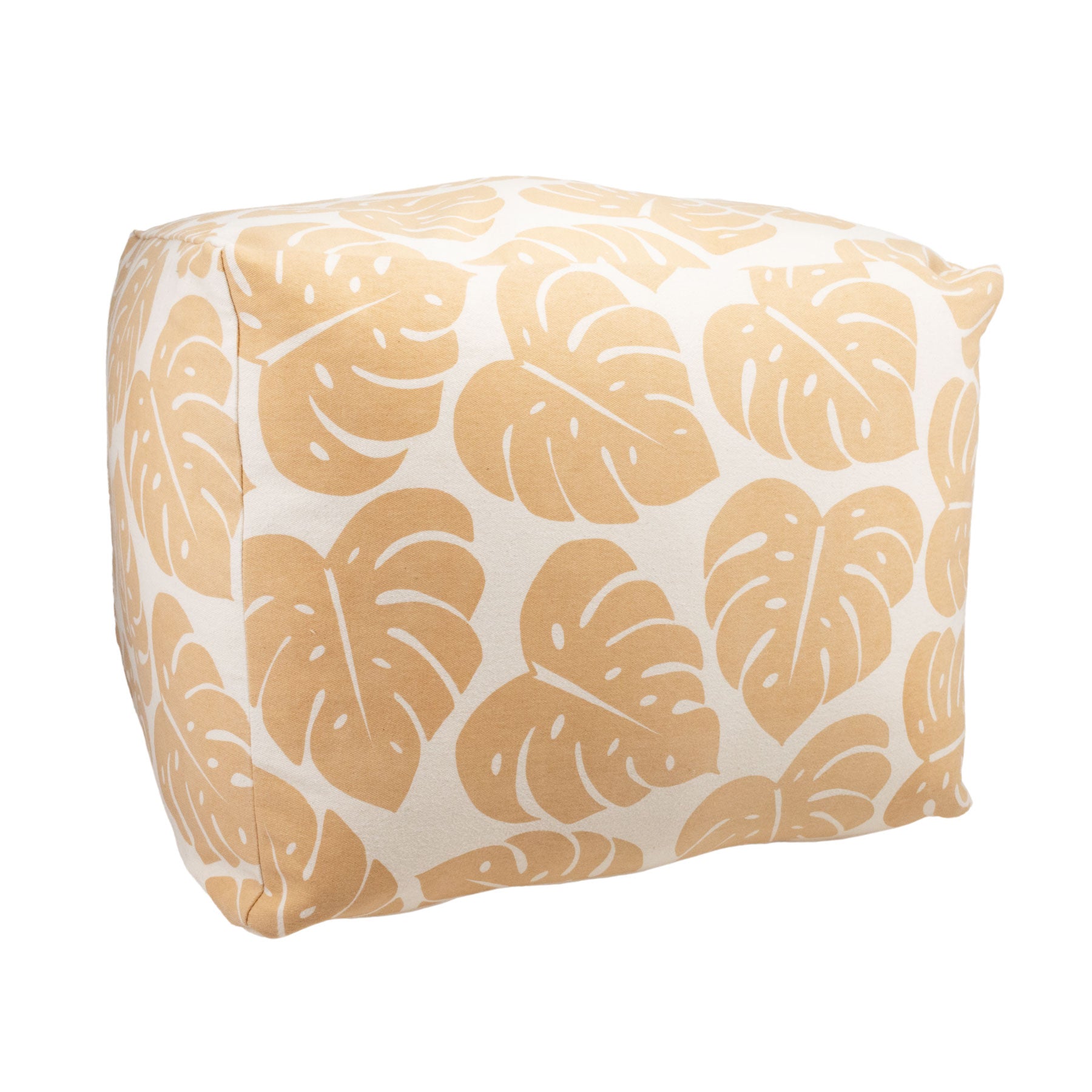 Pouf (Ottoman Cover) • Monstera Shadow • Tan