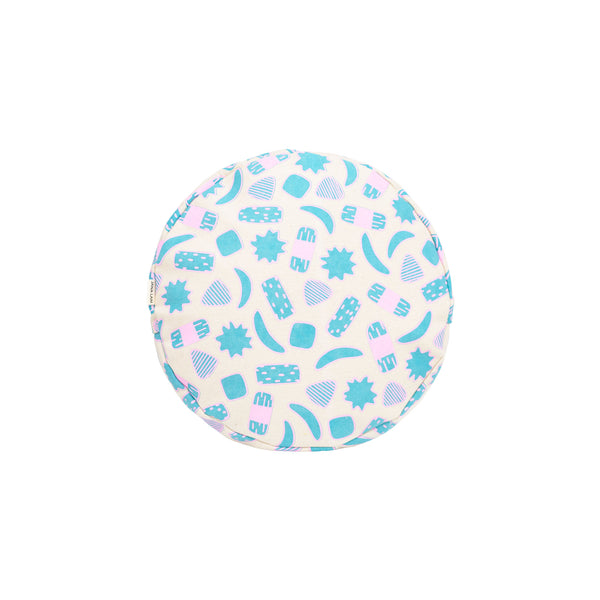 Roundie Pillow • Kakimochi • Pink over Turquoise