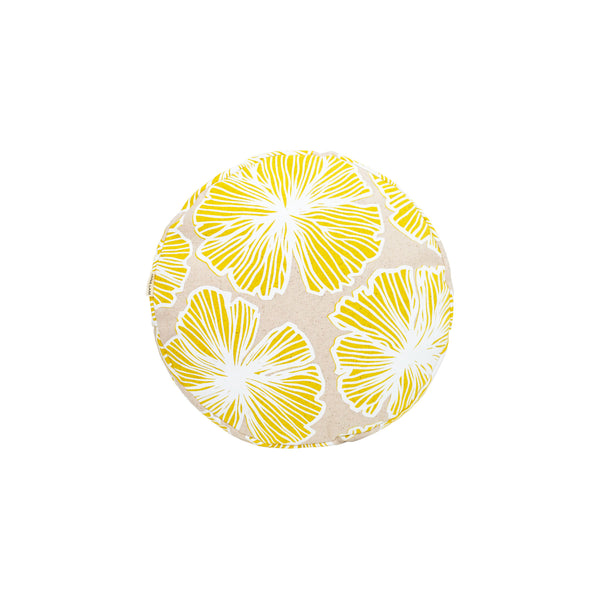 Roundie Pillow • Seaflower • White over Yellow