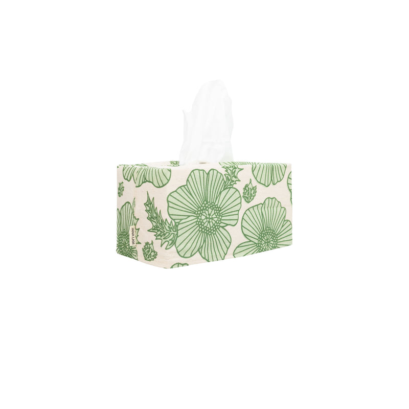 Rectangle Tissue Box Cover • Pua Kala • Army Green over Pistachio