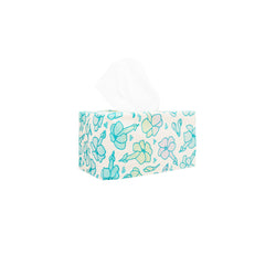 Rectangle Tissue Box Cover • Puakenikeni • Metallic Teal over Turquoise and Sage Ombre