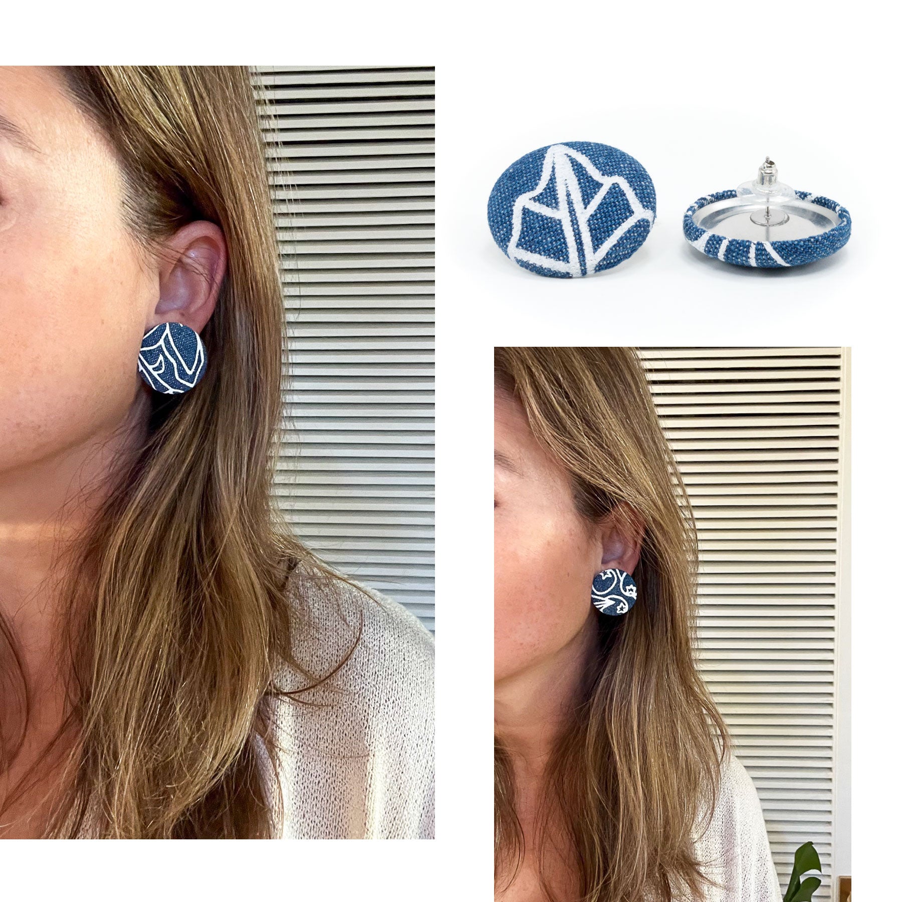 Roundie Earrings • Naupaka • Denim Collection