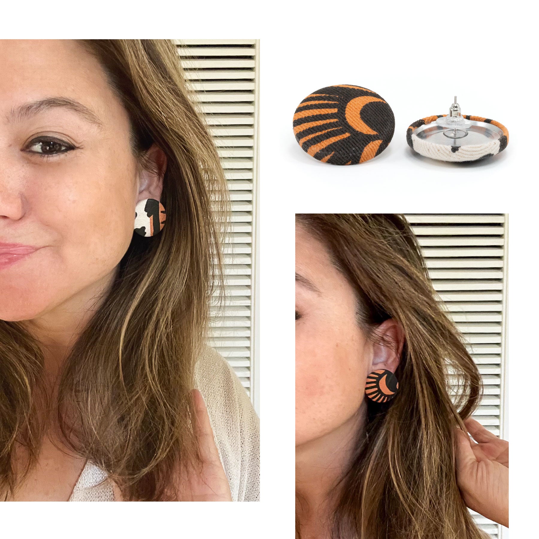 Roundie Earrings • Hau • Black over Brown