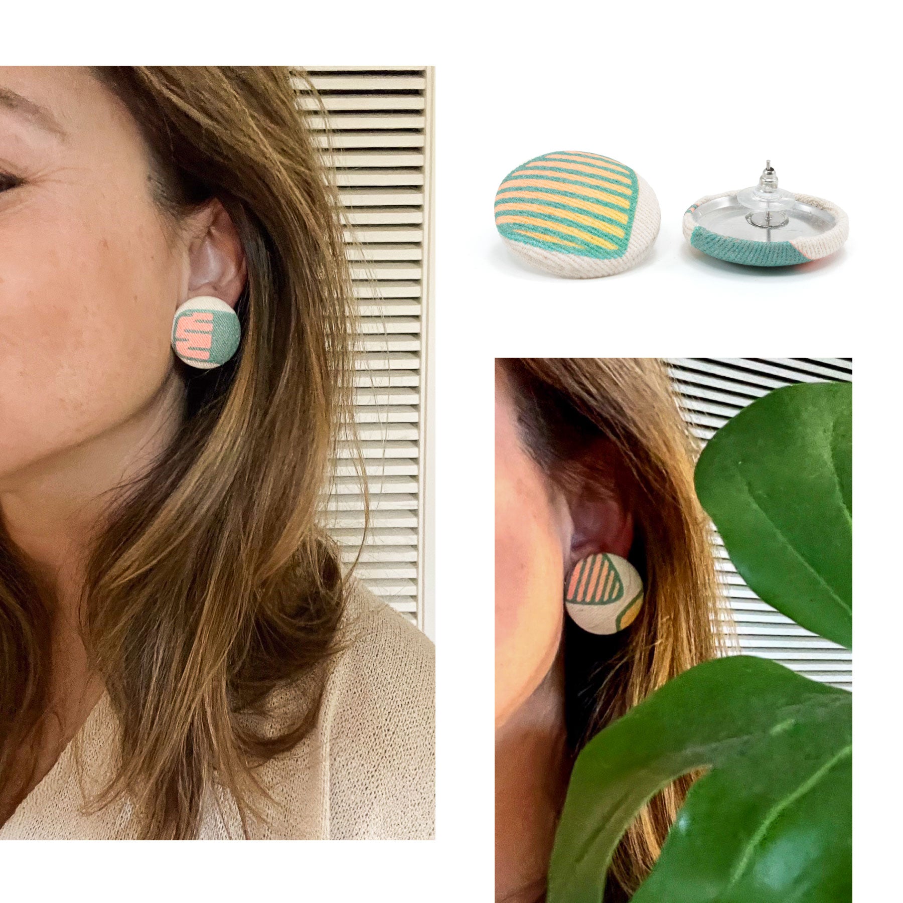 Roundie Earrings • Kakimochi • Turquoise over Neon Ombre