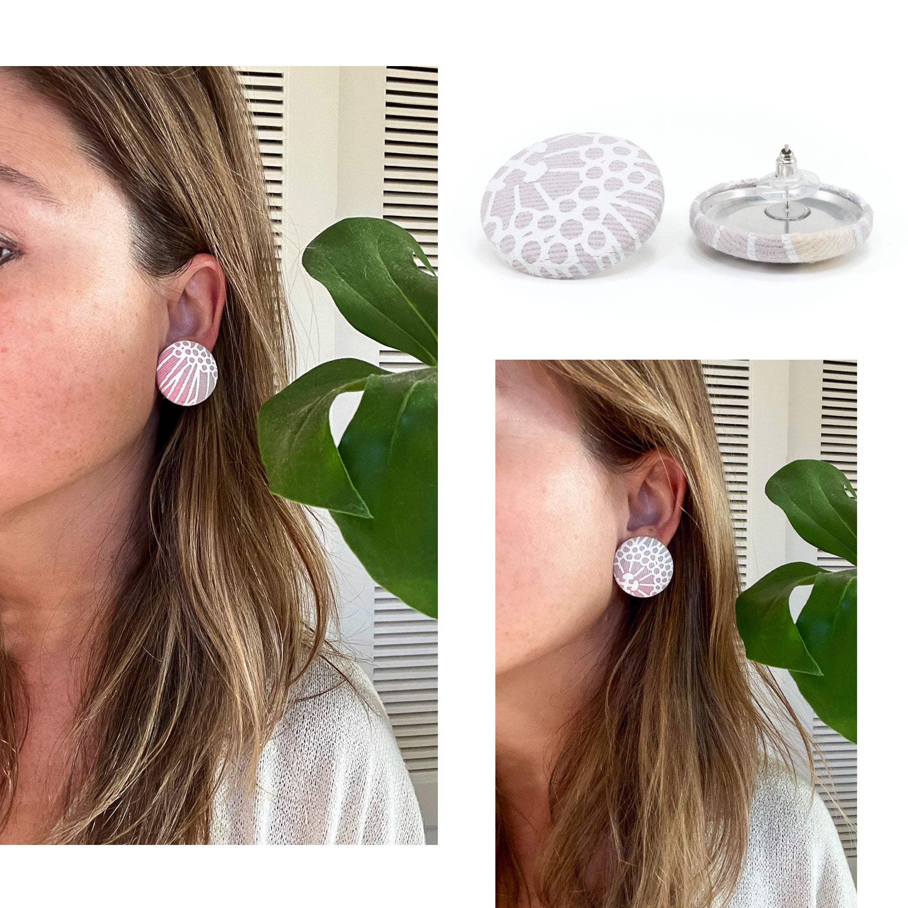 Roundie Earrings • Pua Kala • White over Ombre