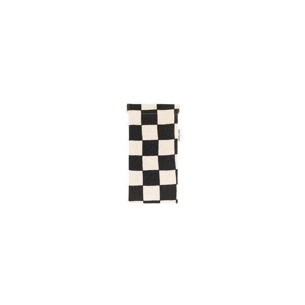 Sunglass Case • Checkerboard • Black on Natural Fabric