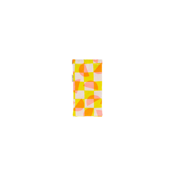 Sunglass Case • Halfmoon Checkerboard • Neon Coral over Neon Yellow
