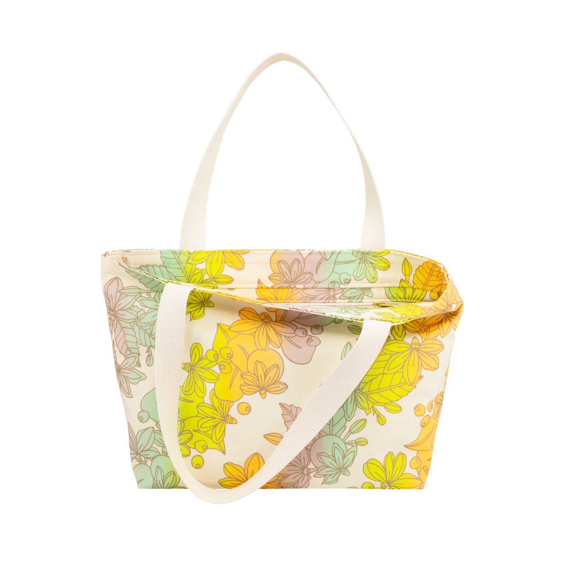 Beach Bag Tote Deluxe • Naupaka • Bronze over Orange, Lime, Turquoise, and Tan Ombre