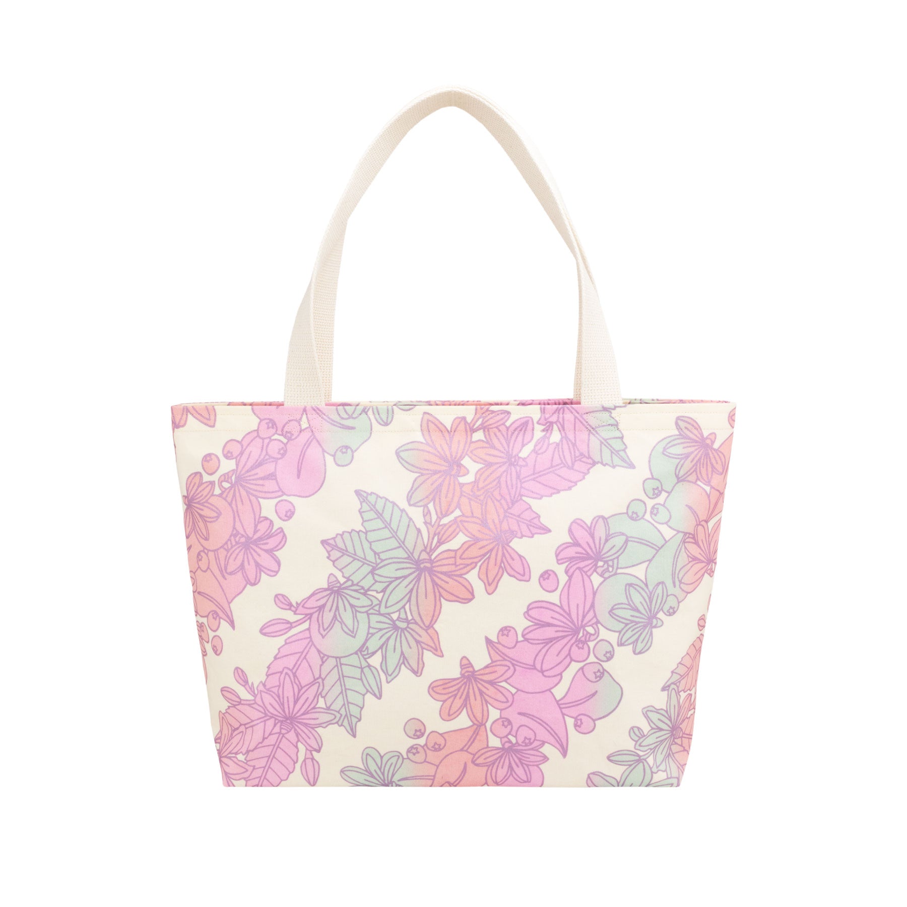 Beach Bag Tote Deluxe • Naupaka • Purple over Pink, Aqua, and Peach Ombre