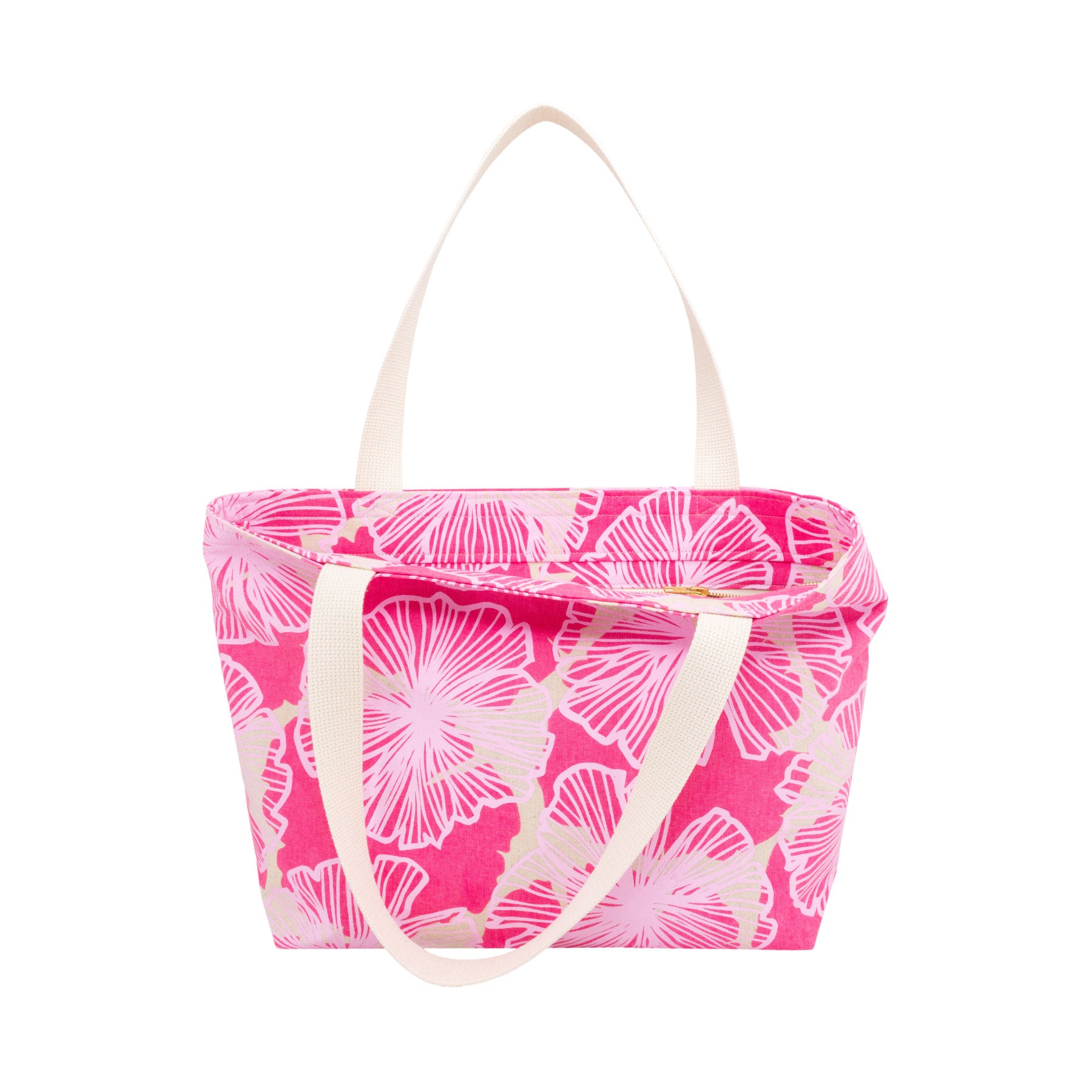 Beach Bag Tote Deluxe • Seaflower • Pink over Hot Pink