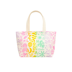 Mini Beach Bag Tote • Block Party • Pink, Purple, Green, and Yellow Ombre