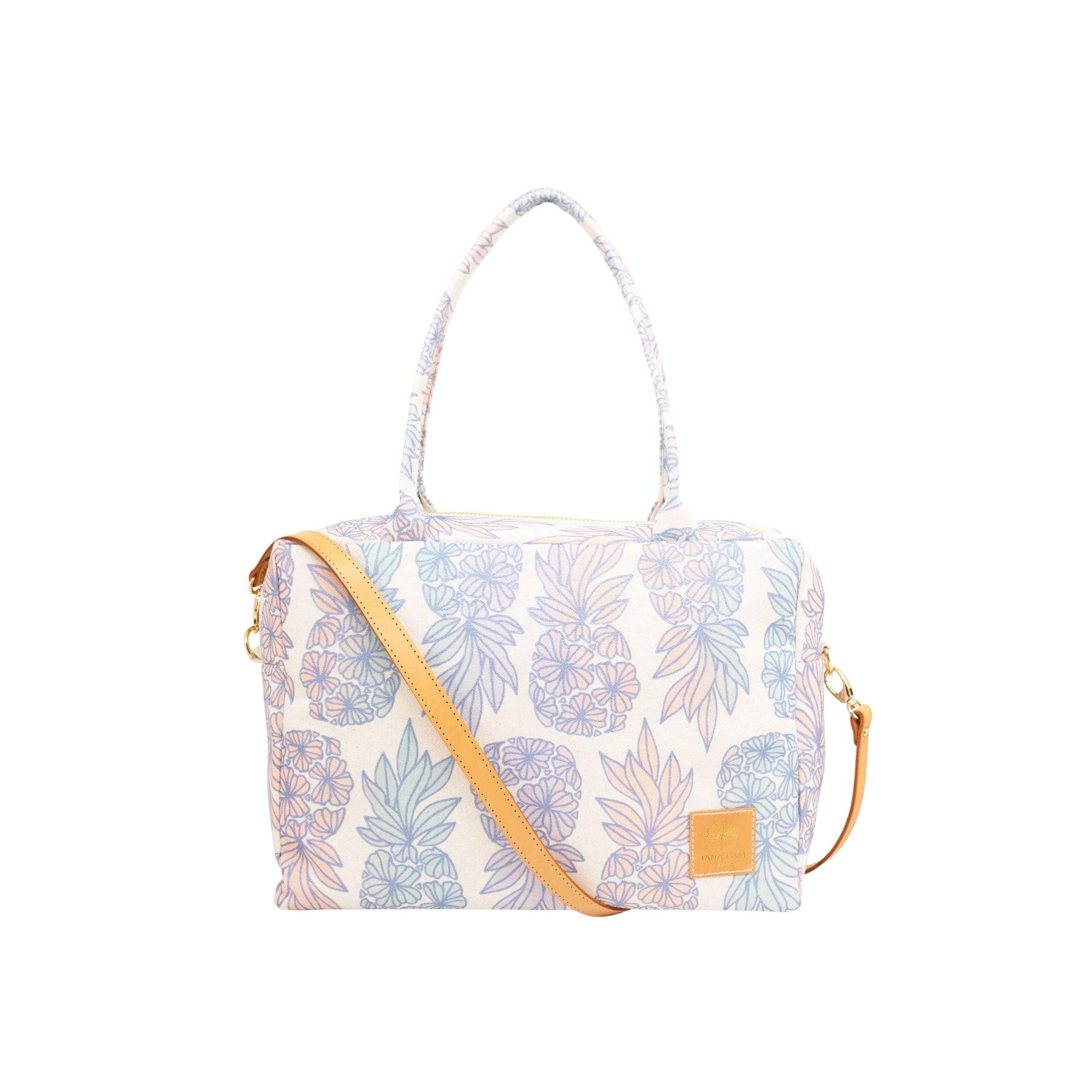Mini Duffel • Seaflower Pineapple • Metallic Blue over Peach, Sage, and Lilac Mist Ombre
