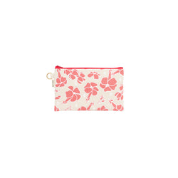 Classic Zipper Clutch • Puakenikeni • White over Deep Coral