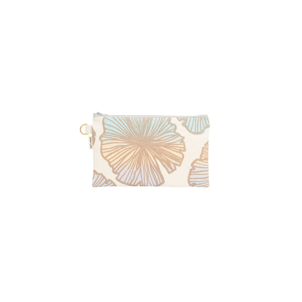Classic Zipper Clutch • Seaflower • Metallic Taupe over Cool Ocean and Sand