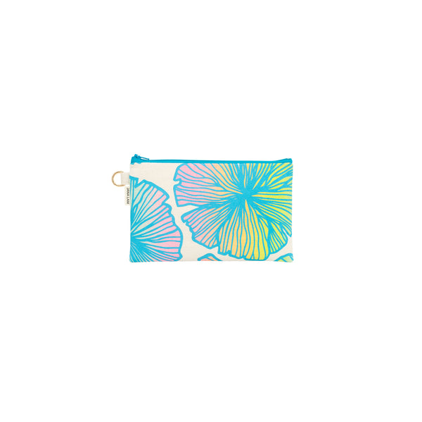 Classic Zipper Clutch • Seaflower • Blue over Rainbow Ombre