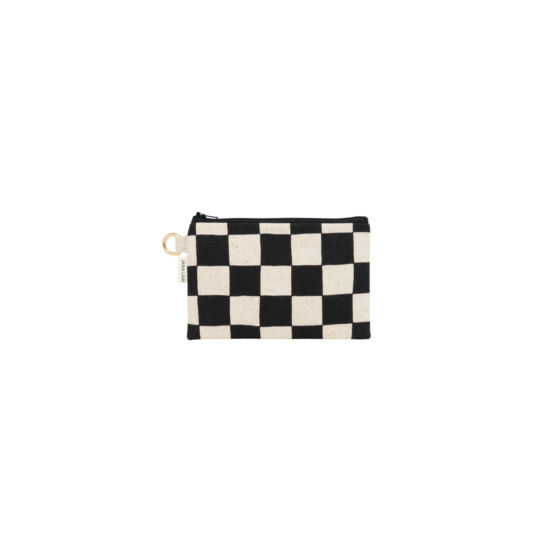 Petite Zipper Clutch • Checkerboard • Black on Natural Fabric