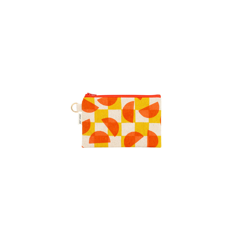Petite Zipper Clutch • Halfmoon Checkerboard • Tomato over Mustard