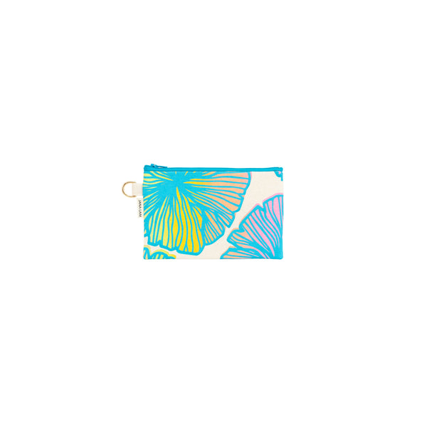Petite Zipper Clutch • Seaflower • Teal over Rainbow Ombre