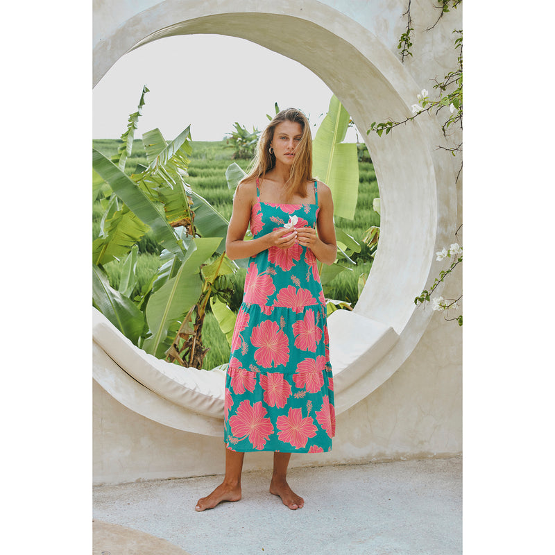 Aila Dress • Hibiscus in Guava Breeze