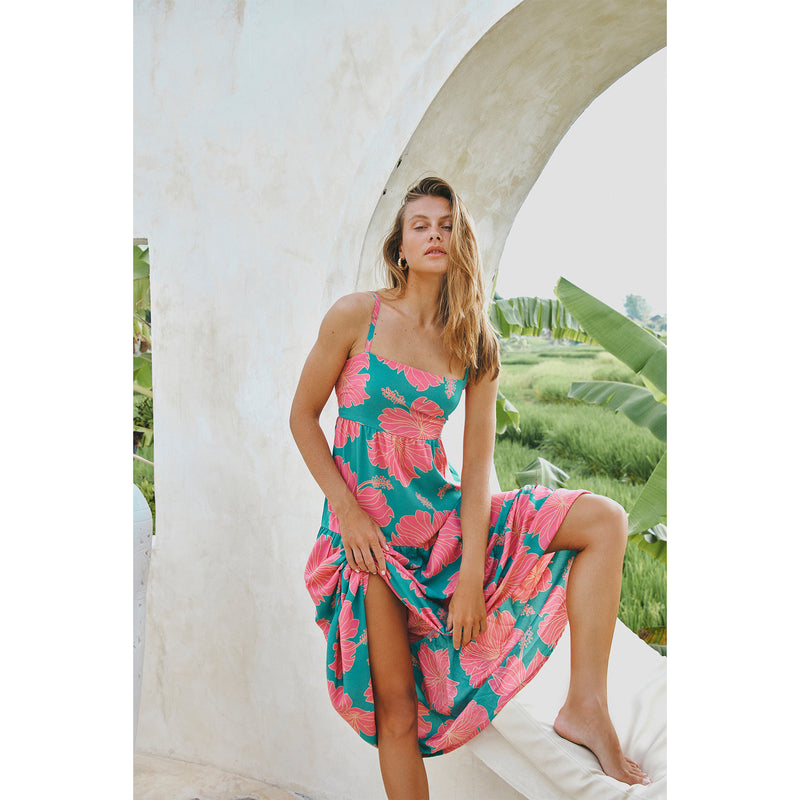 Aila Dress • Hibiscus in Guava Breeze