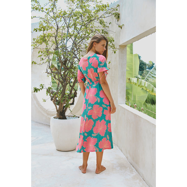 Clementine Dress • Hibiscus in Guava Breeze