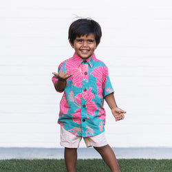 Maverick Button-Up (Kids) • Hibiscus in Guava Breeze