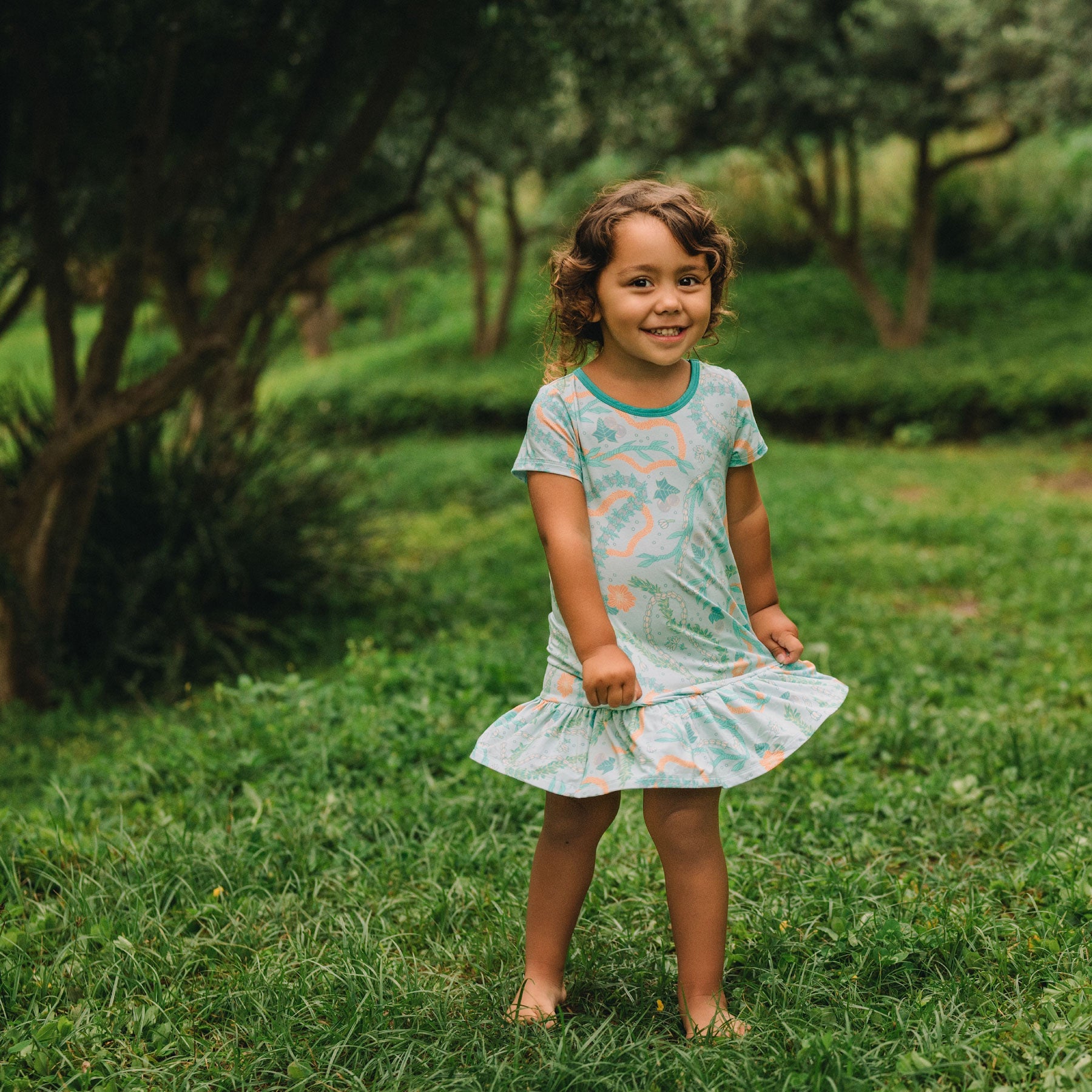 Ruffle Hem T-Shirt Dress • Lei Stand • Coco Moon + Jana Lam