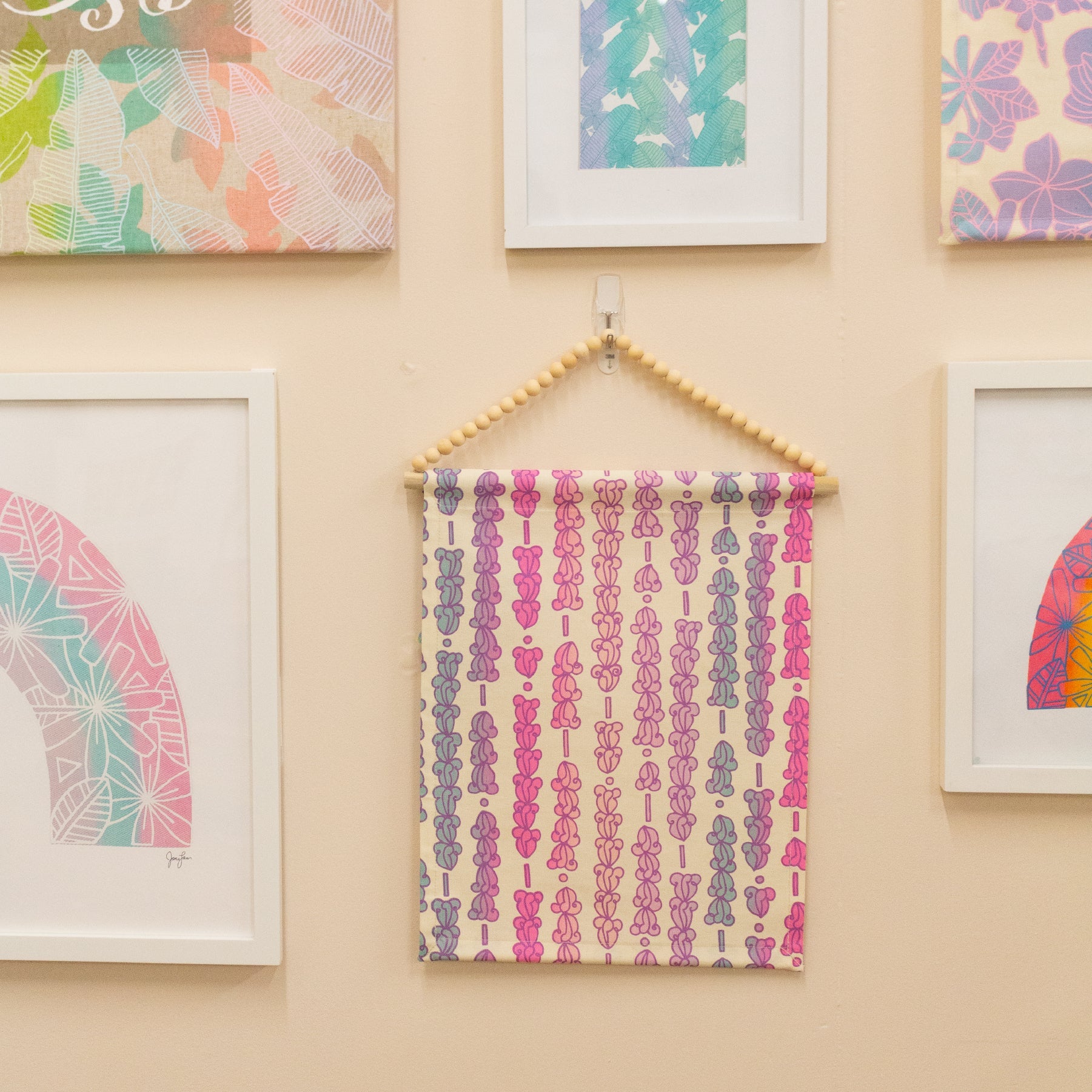 11x14 Fabric Wall Tapestry • Honey Girl Blooms • Pink Spice - Jana Lam Hawaii