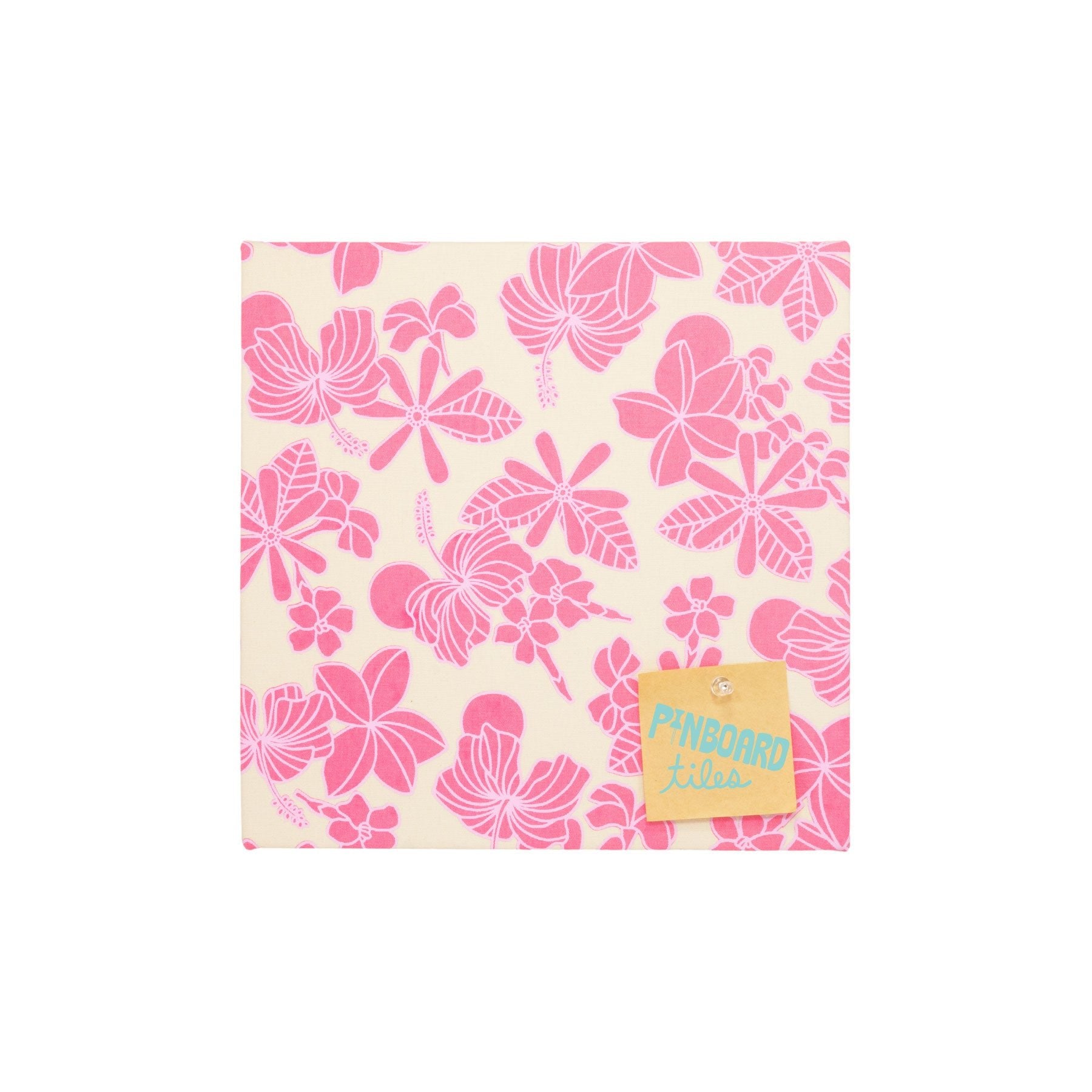 12x12 Fabric Pinboard Tile • Honey Girl Blooms • Pale Pink over Hot Pink - Jana Lam Hawaii
