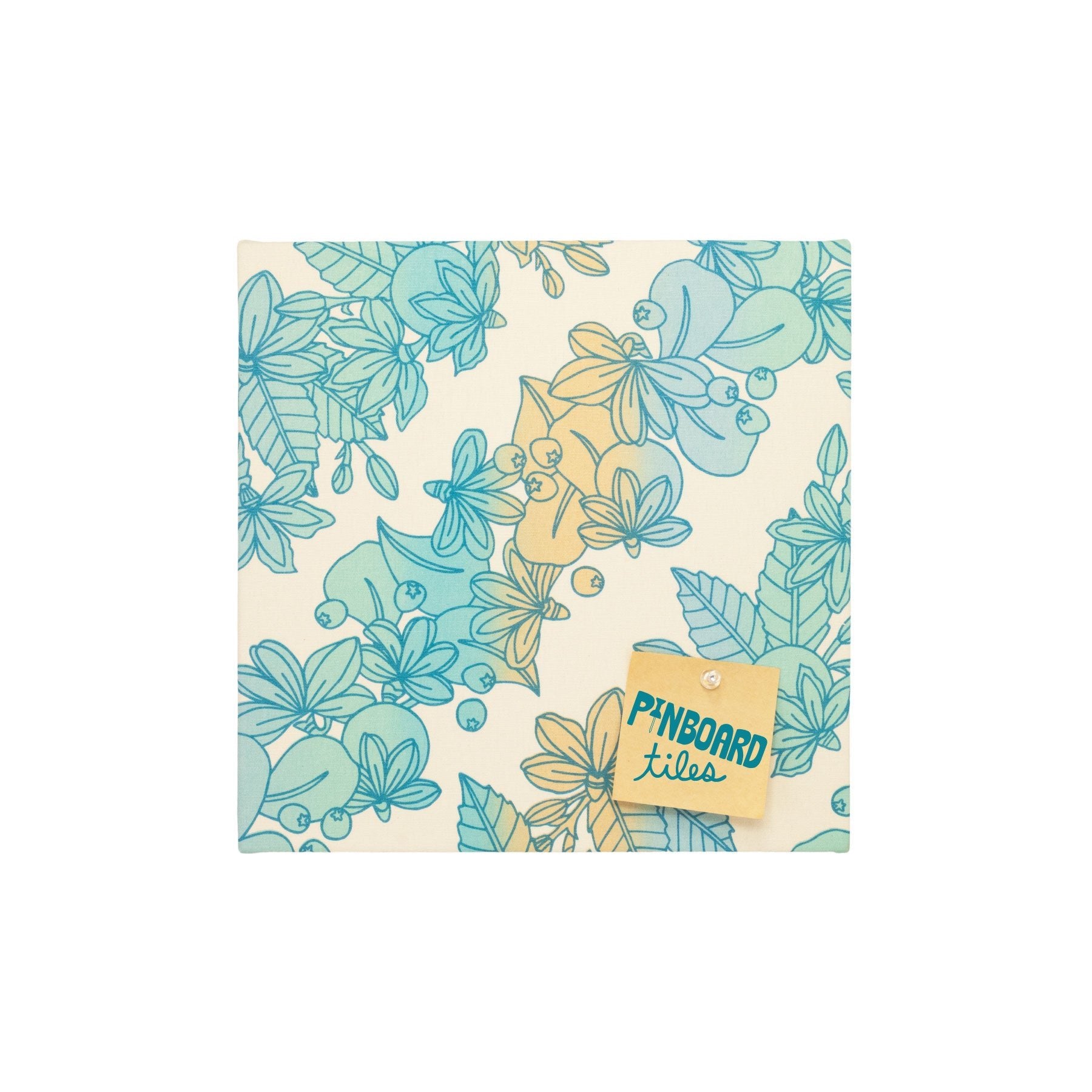12x12 Fabric Pinboard Tile • Naupaka • Teal over Turquoise, Blue, and Sand Ombre - Jana Lam Hawaii
