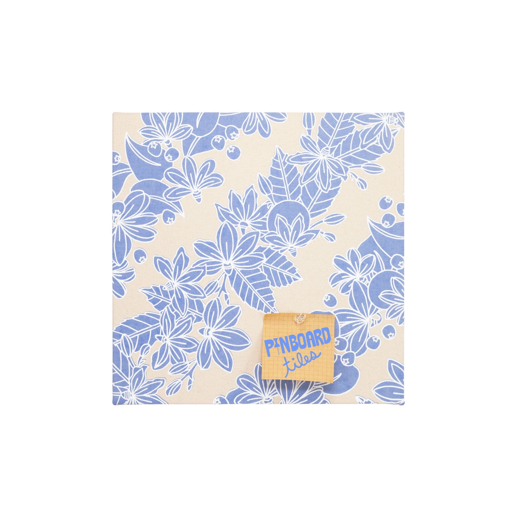 12x12 Fabric Pinboard Tile • Naupaka • White over Cornflower Blue - Jana Lam Hawaii