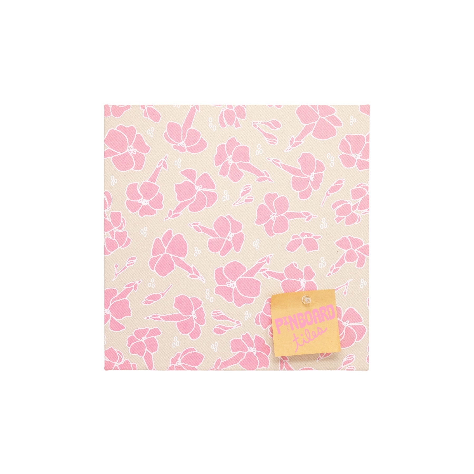 12x12 Fabric Pinboard Tile • Puakenikeni • White over Pink - Jana Lam Hawaii