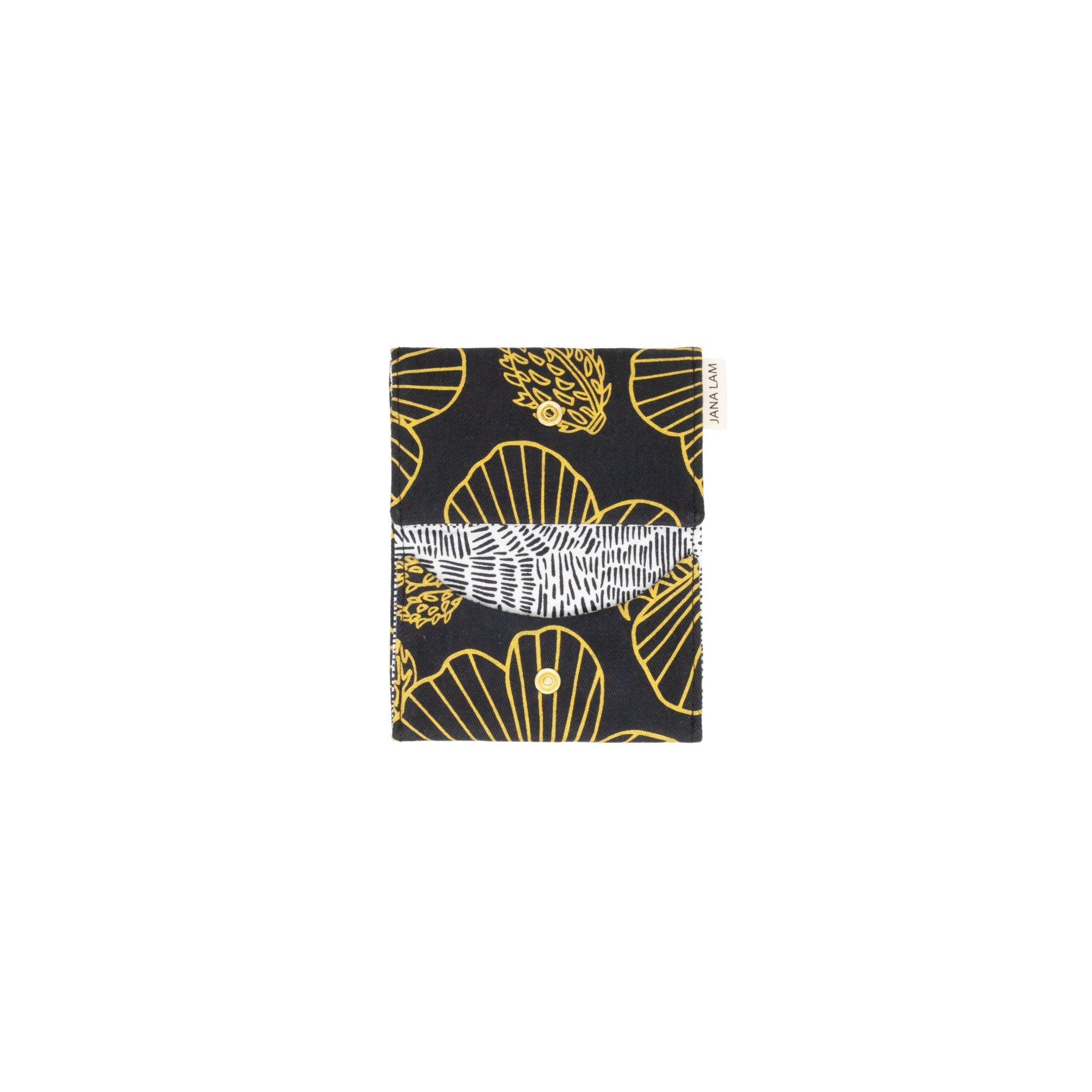 Card Wallet • Pua Kala • Gold on Black Fabric - Jana Lam Hawaii